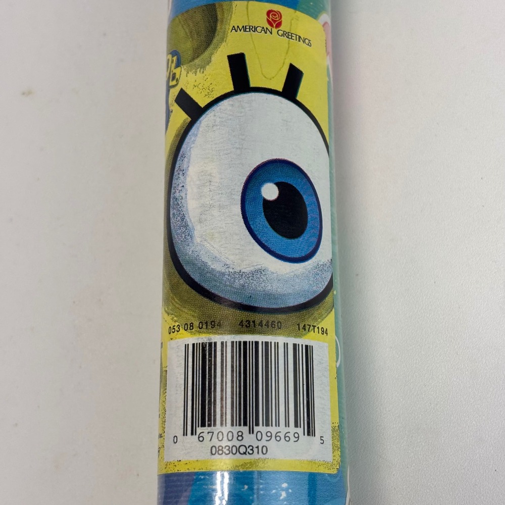 American Greetings SpongeBob Gift Wrap Kids 20sqft Blue Green 2009 Vintage‎ Wrap